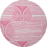 8' Blush And Ivory Geometric Distressed Washable Round Rug With UV Protection - HomeRoots - Flyclothing LLC