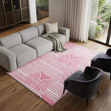 8' X 10' Blush And Ivory Geometric Distressed Washable Area Rug With UV Protection - HomeRoots - Flyclothing LLC