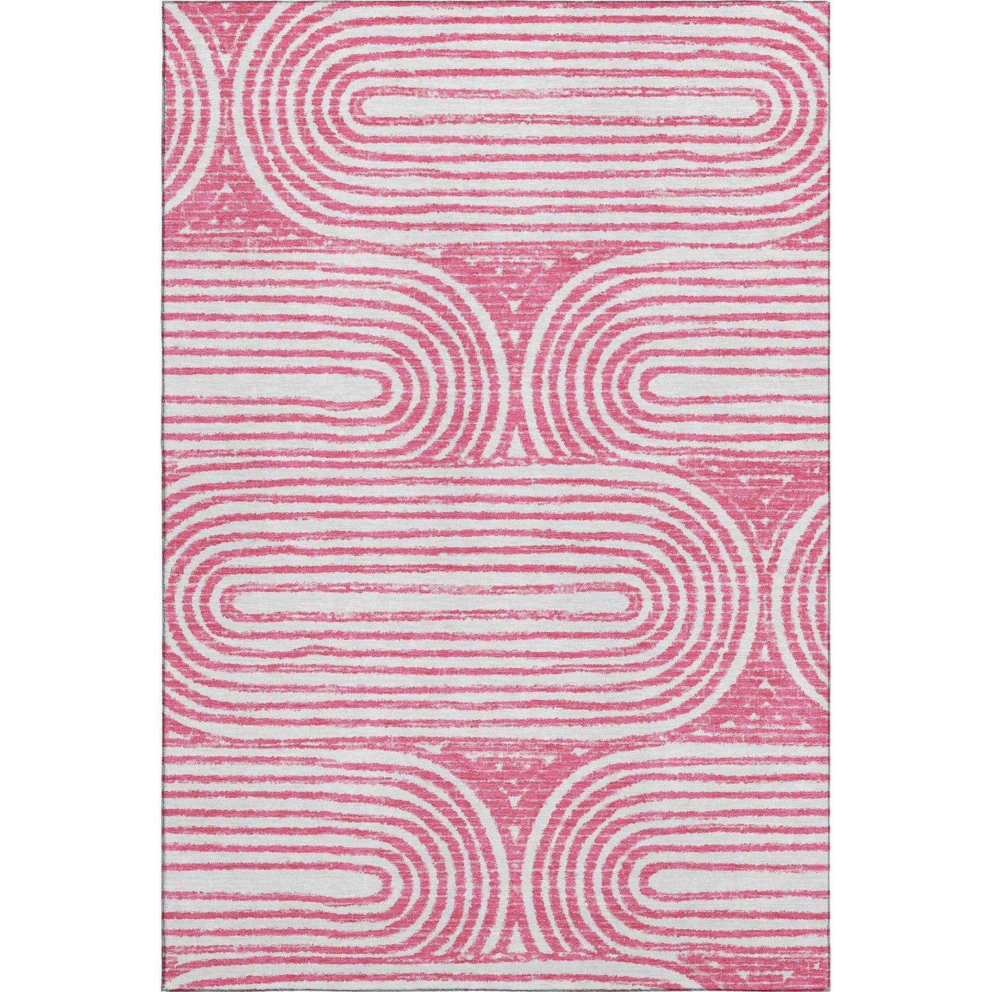 8' X 10' Blush And Ivory Geometric Distressed Washable Area Rug With UV Protection - HomeRoots - Flyclothing LLC