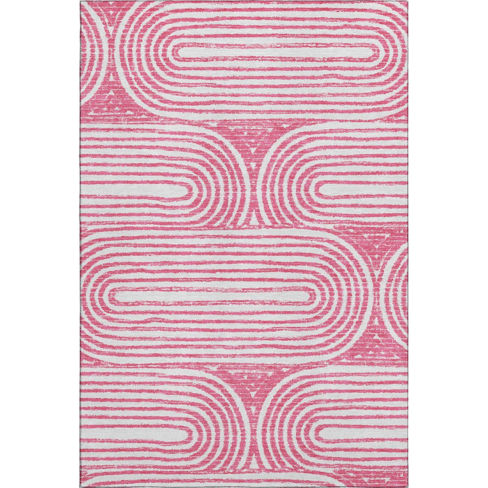 8' X 10' Blush And Ivory Geometric Distressed Washable Area Rug With UV Protection - HomeRoots - Flyclothing LLC