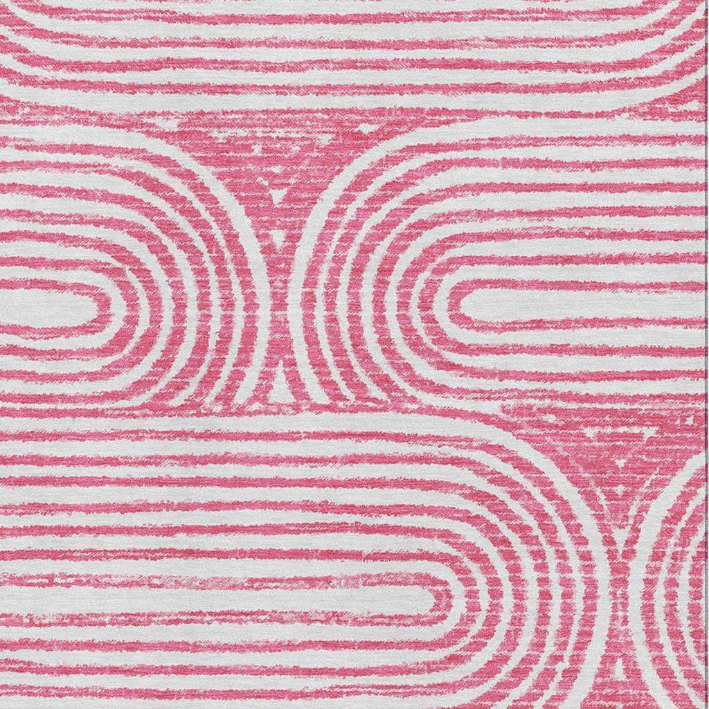 8' X 10' Blush And Ivory Geometric Distressed Washable Area Rug With UV Protection - HomeRoots - Flyclothing LLC