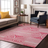 9' X 12' Blush And Ivory Geometric Distressed Washable Area Rug With UV Protection - HomeRoots - Flyclothing LLC