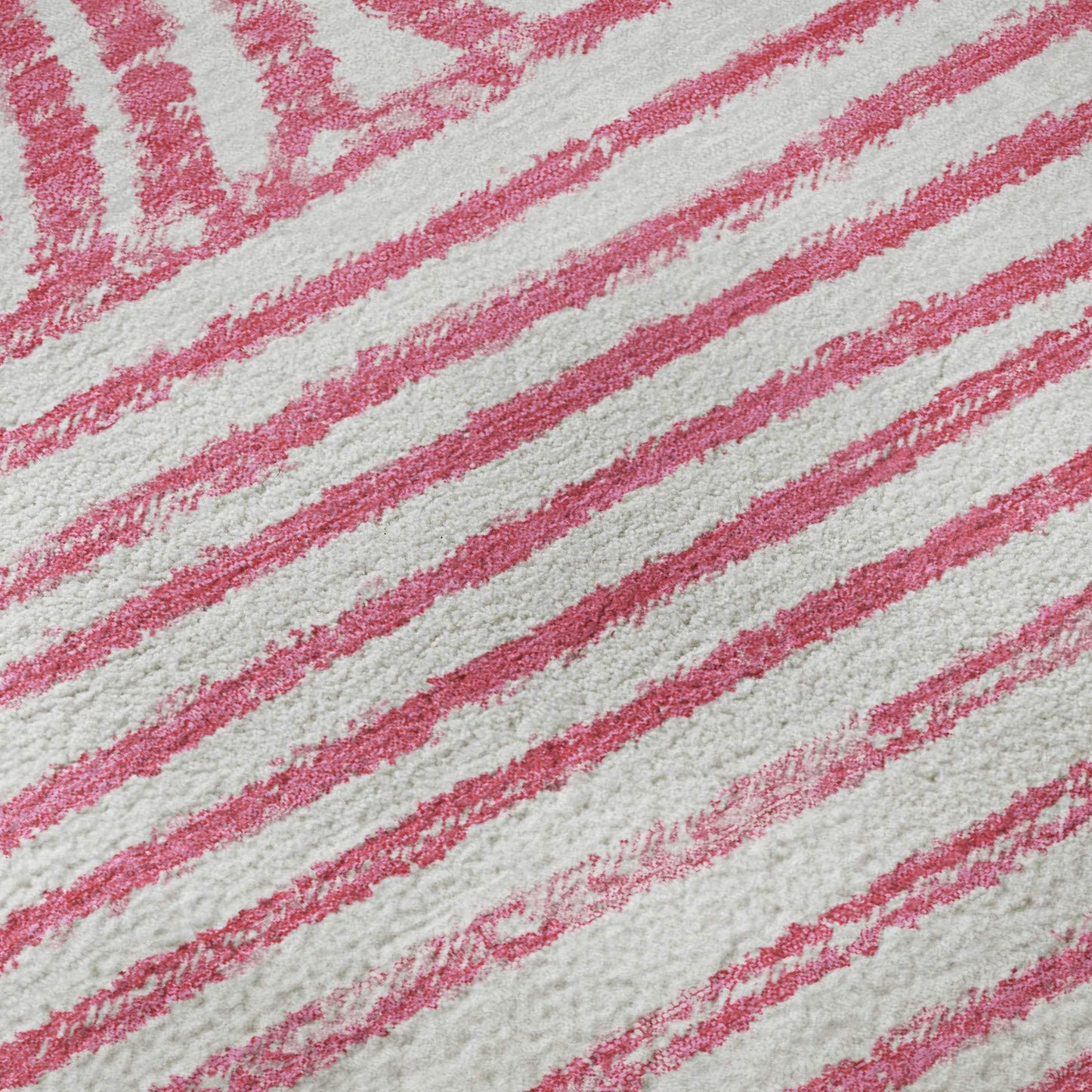 9' X 12' Blush And Ivory Geometric Distressed Washable Area Rug With UV Protection - HomeRoots - Flyclothing LLC