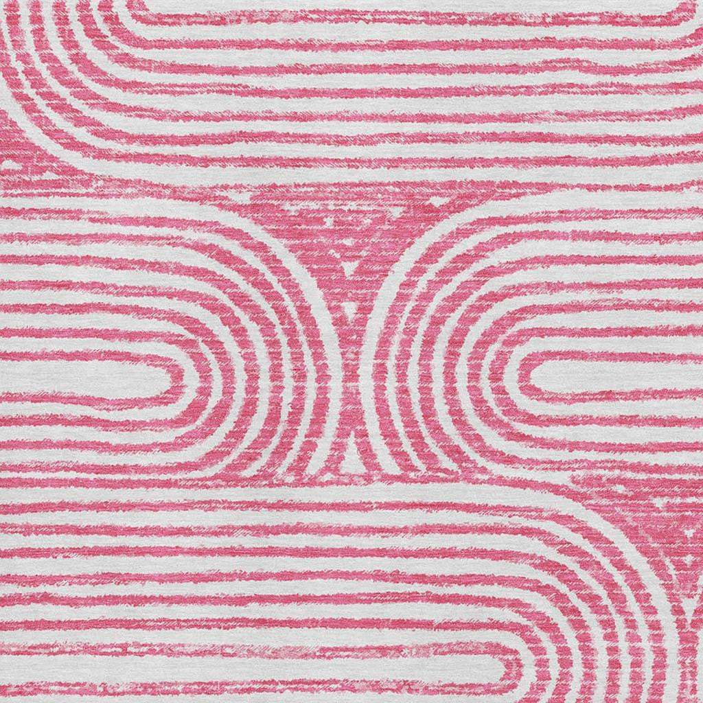9' X 12' Blush And Ivory Geometric Distressed Washable Area Rug With UV Protection - HomeRoots - Flyclothing LLC