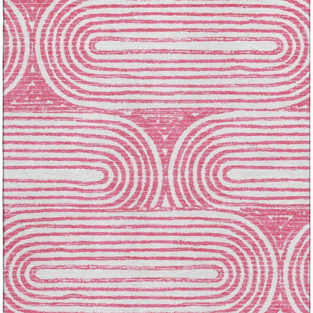 9' X 12' Blush And Ivory Geometric Distressed Washable Area Rug With UV Protection - HomeRoots - Flyclothing LLC