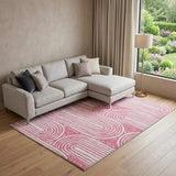 10' X 14' Blush And Ivory Geometric Distressed Washable Area Rug With UV Protection - HomeRoots - Flyclothing LLC