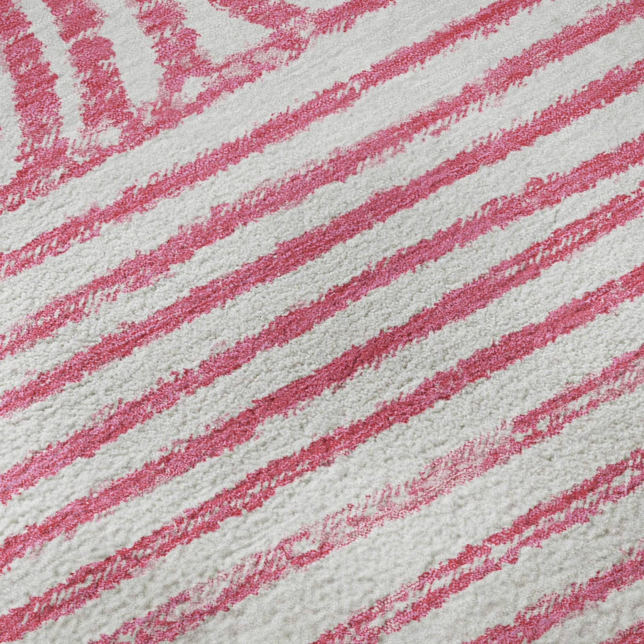 10' X 14' Blush And Ivory Geometric Distressed Washable Area Rug With UV Protection - HomeRoots - Flyclothing LLC