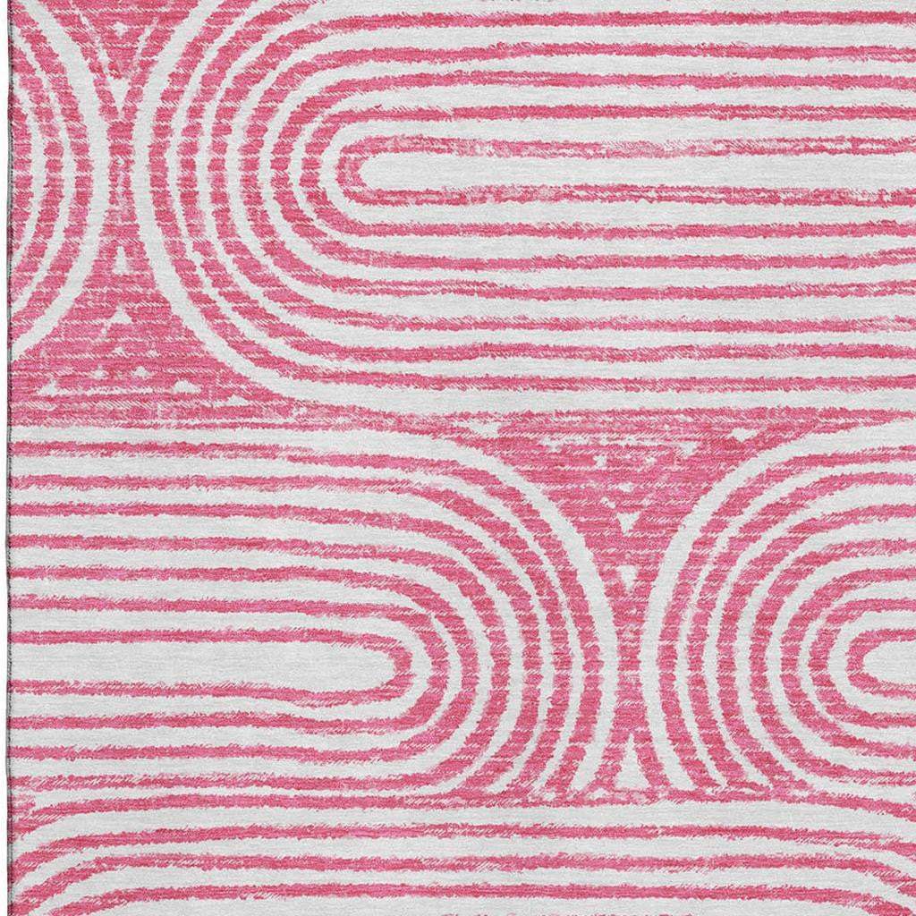 10' X 14' Blush And Ivory Geometric Distressed Washable Area Rug With UV Protection - HomeRoots - Flyclothing LLC