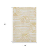 3' X 5' Gold And Ivory Geometric Distressed Washable Area Rug With UV Protection - HomeRoots - Flyclothing LLC