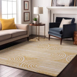3' X 5' Gold And Ivory Geometric Distressed Washable Area Rug With UV Protection - HomeRoots - Flyclothing LLC