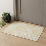 3' X 5' Gold And Ivory Geometric Distressed Washable Area Rug With UV Protection - HomeRoots - Flyclothing LLC