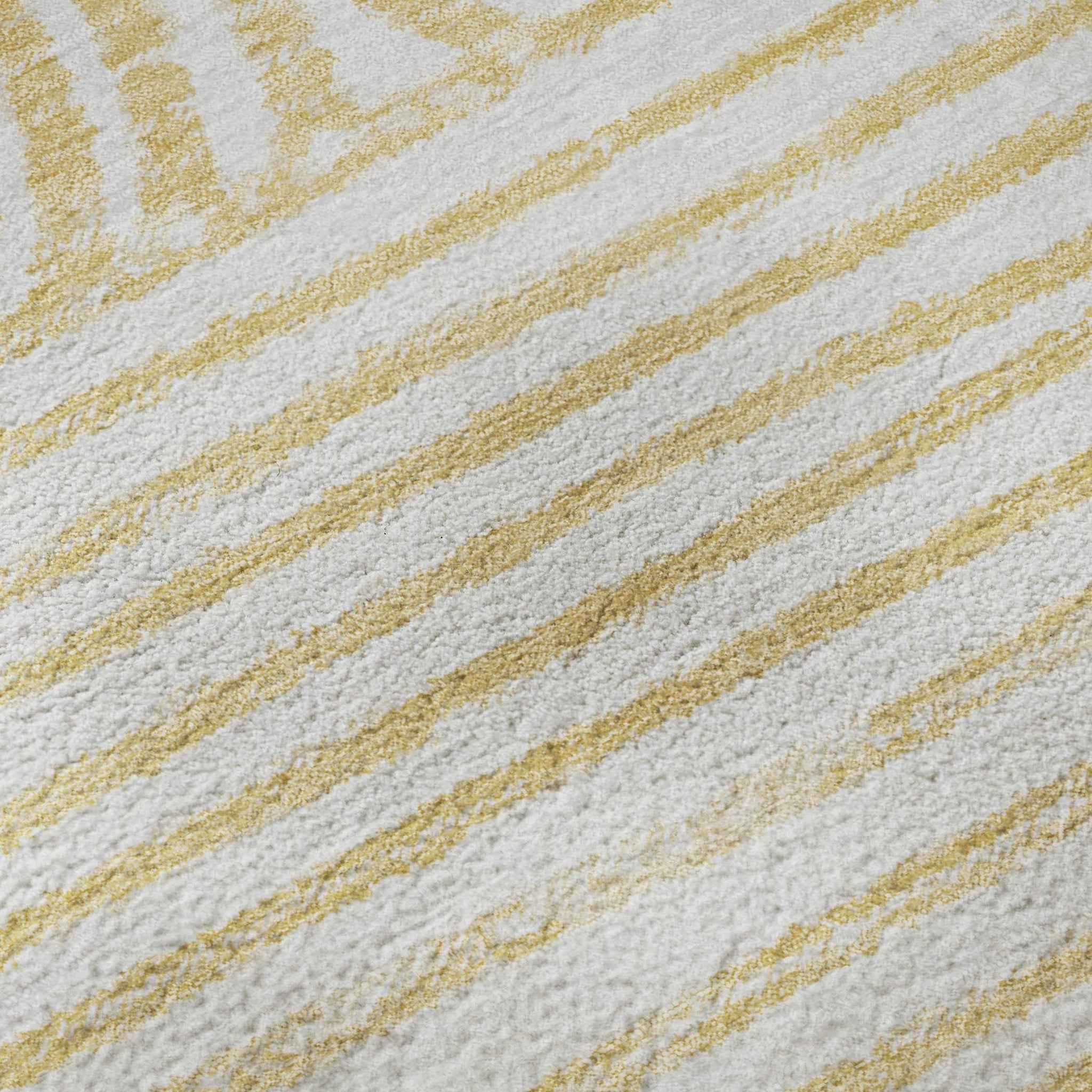 3' X 5' Gold And Ivory Geometric Distressed Washable Area Rug With UV Protection - HomeRoots - Flyclothing LLC