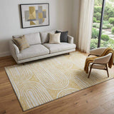 5' X 8' Gold And Ivory Geometric Distressed Washable Area Rug With UV Protection - HomeRoots - Flyclothing LLC