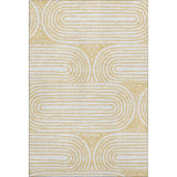 5' X 8' Gold And Ivory Geometric Distressed Washable Area Rug With UV Protection - HomeRoots - Flyclothing LLC