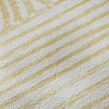 8' Gold And Ivory Geometric Distressed Washable Round Rug With UV Protection - HomeRoots - Flyclothing LLC