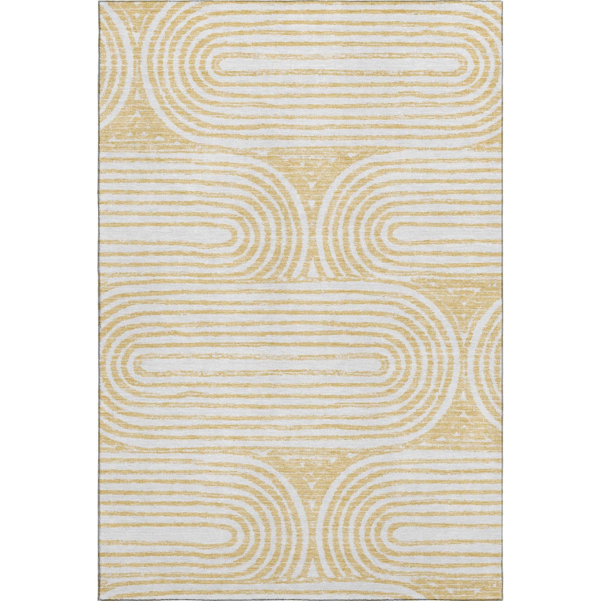 8' X 10' Gold And Ivory Geometric Distressed Washable Area Rug With UV Protection - HomeRoots - Flyclothing LLC