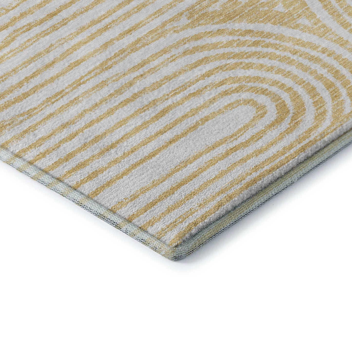8' X 10' Gold And Ivory Geometric Distressed Washable Area Rug With UV Protection - HomeRoots - Flyclothing LLC