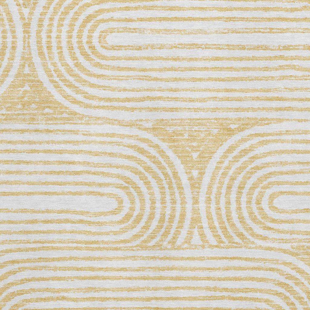 8' X 10' Gold And Ivory Geometric Distressed Washable Area Rug With UV Protection - HomeRoots - Flyclothing LLC
