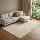 9' X 12' Gold And Ivory Geometric Distressed Washable Area Rug With UV Protection - HomeRoots - Flyclothing LLC