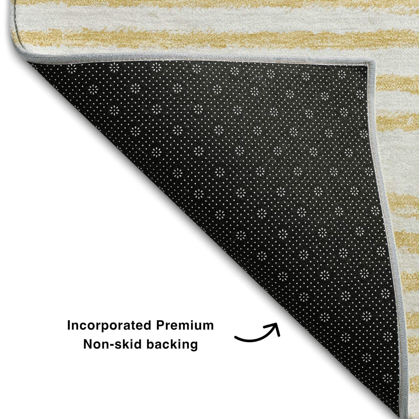 9' X 12' Gold And Ivory Geometric Distressed Washable Area Rug With UV Protection - HomeRoots - Flyclothing LLC
