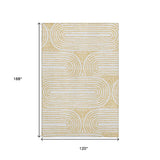10' X 14' Gold And Ivory Geometric Distressed Washable Area Rug With UV Protection - HomeRoots - Flyclothing LLC