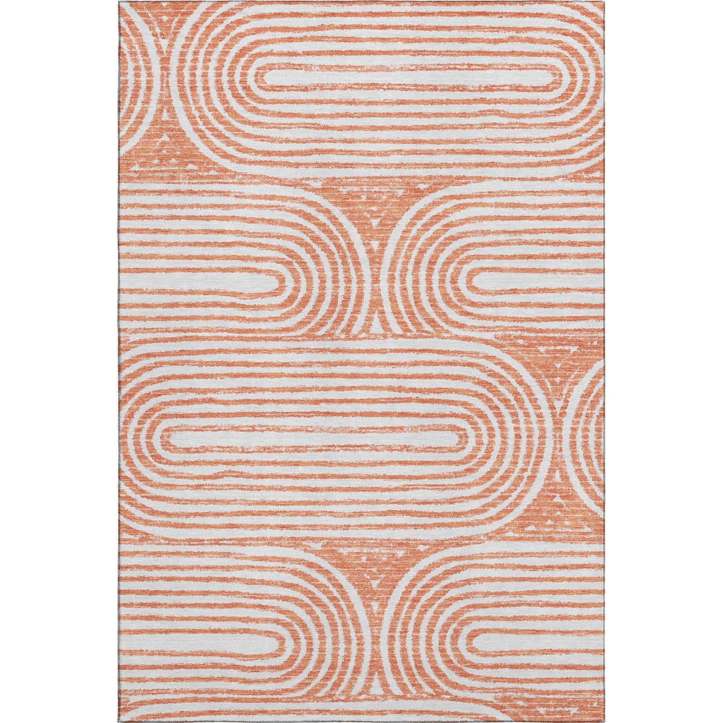 3' X 5' Salmon And Ivory Geometric Washable Area Rug With UV Protection - HomeRoots - Flyclothing LLC