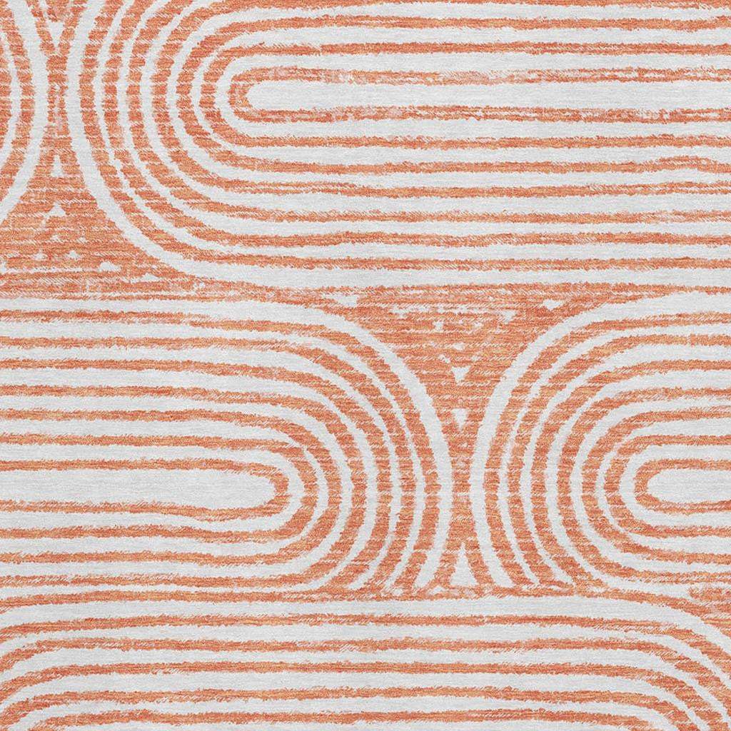 5' X 8' Salmon And Ivory Geometric Washable Area Rug With UV Protection - HomeRoots - Flyclothing LLC