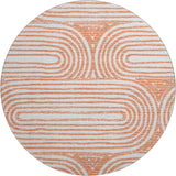 8' Salmon And Ivory Geometric Washable Round Rug With UV Protection - HomeRoots - Flyclothing LLC