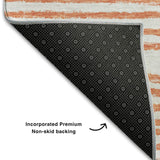 8' Salmon And Ivory Geometric Washable Round Rug With UV Protection - HomeRoots - Flyclothing LLC