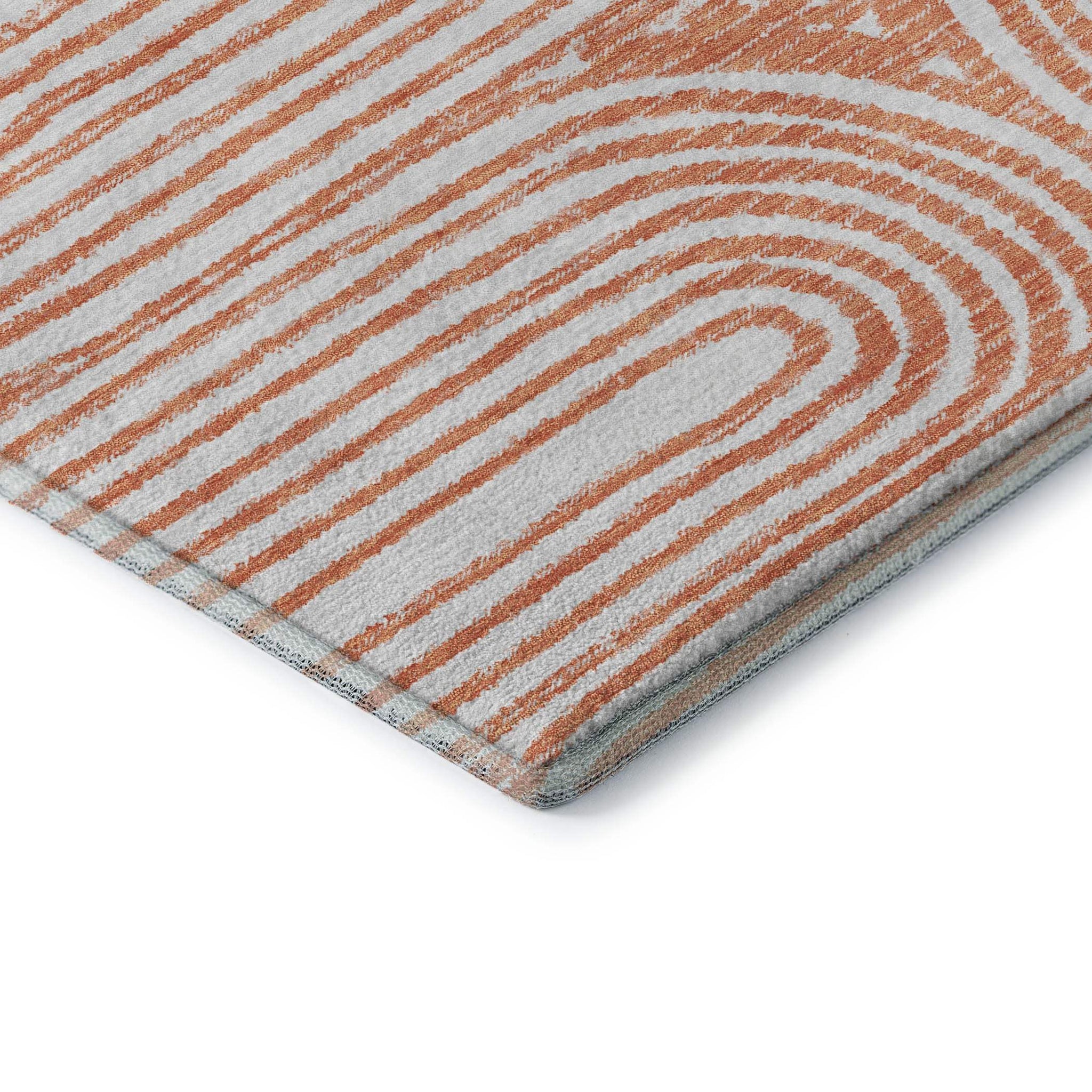 8' Salmon And Ivory Geometric Washable Round Rug With UV Protection - HomeRoots - Flyclothing LLC