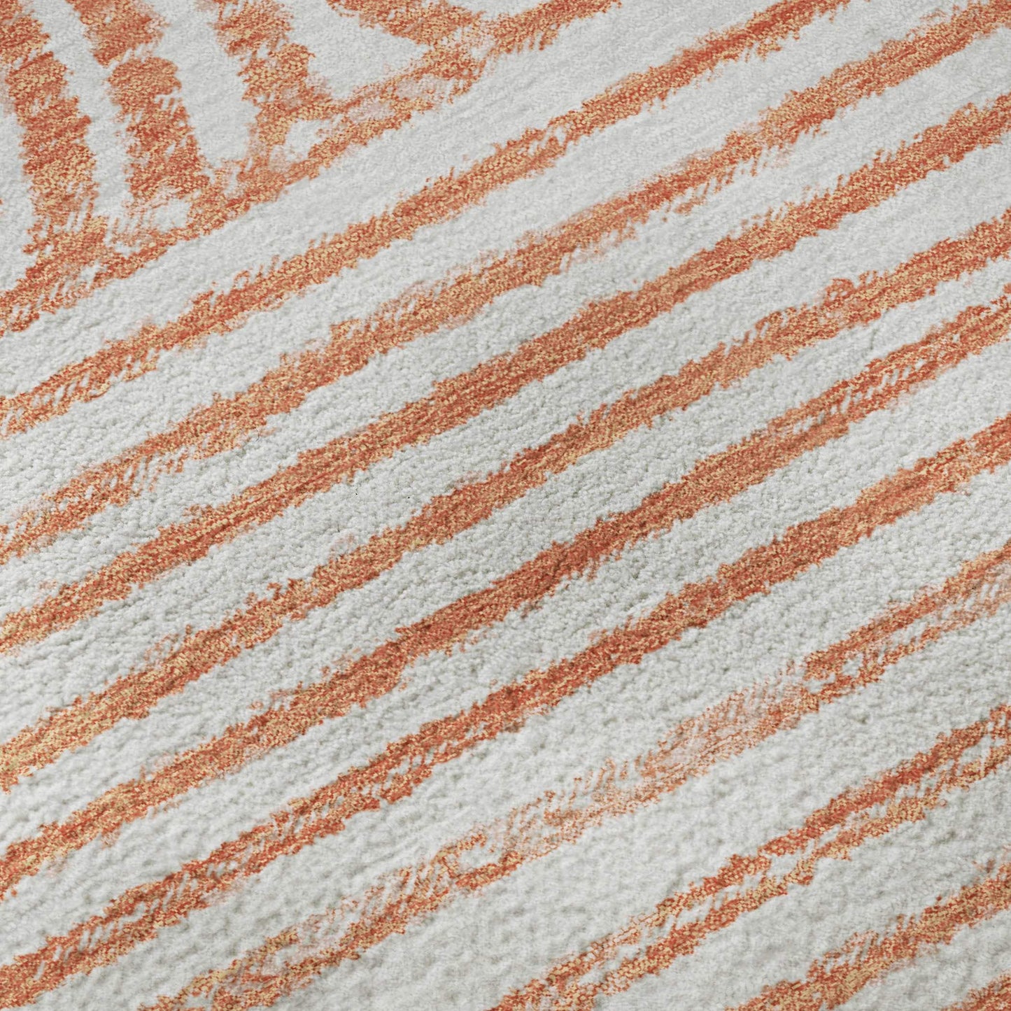 8' Salmon And Ivory Geometric Washable Round Rug With UV Protection - HomeRoots - Flyclothing LLC