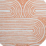 8' Salmon And Ivory Geometric Washable Round Rug With UV Protection - HomeRoots - Flyclothing LLC