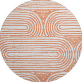 8' Salmon And Ivory Geometric Washable Round Rug With UV Protection - HomeRoots - Flyclothing LLC