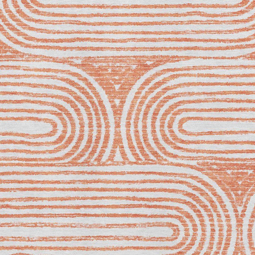 8' X 10' Salmon And Ivory Geometric Distressed Washable Area Rug With UV Protection - HomeRoots - Flyclothing LLC
