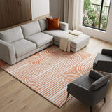 9' X 12' Salmon And Ivory Geometric Washable Area Rug With UV Protection - HomeRoots - Flyclothing LLC