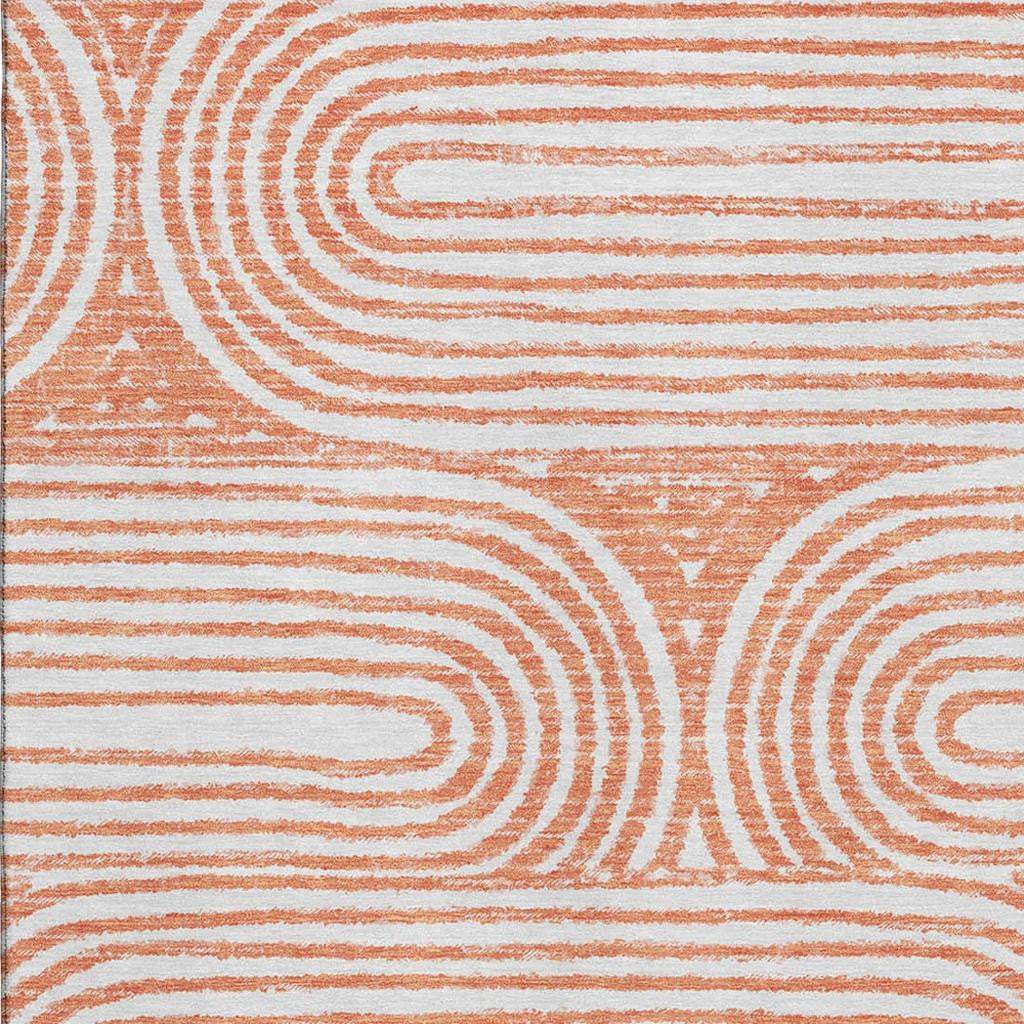 9' X 12' Salmon And Ivory Geometric Washable Area Rug With UV Protection - HomeRoots - Flyclothing LLC