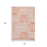 10' X 14' Salmon And Ivory Geometric Washable Area Rug With UV Protection - HomeRoots - Flyclothing LLC