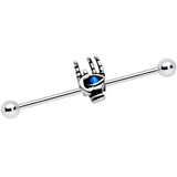 14G Blue Synthetic Opal Hamsa Sacred Hand Industrial Barbell 38mm - BodyCandy - Flyclothing LLC