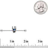 14G Blue Synthetic Opal Hamsa Sacred Hand Industrial Barbell 38mm - BodyCandy - Flyclothing LLC