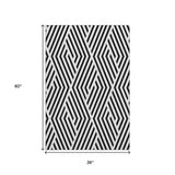 3' X 5' Black And Ivory Geometric Washable Area Rug With UV Protection - HomeRoots - Flyclothing LLC