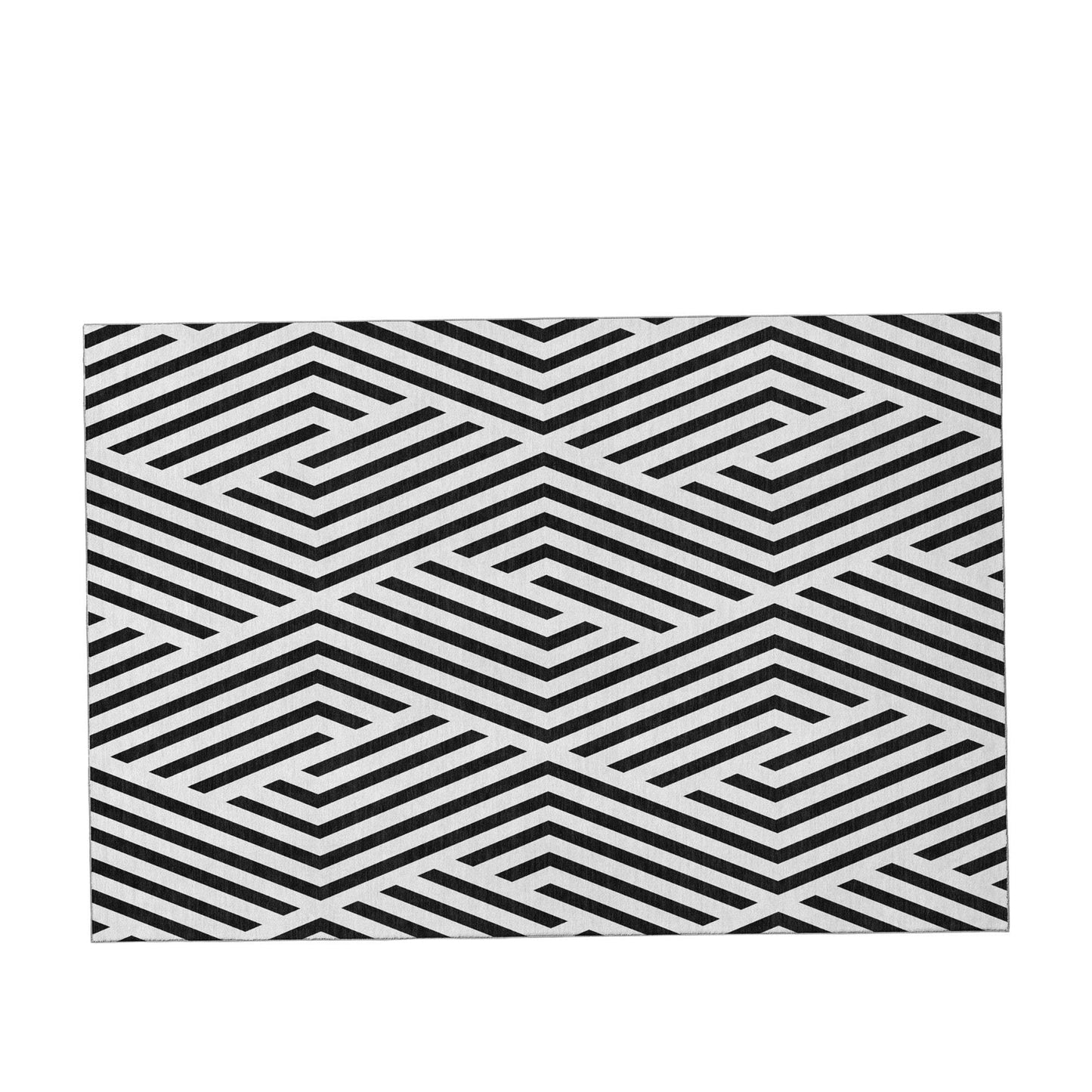 3' X 5' Black And Ivory Geometric Washable Area Rug With UV Protection - HomeRoots - Flyclothing LLC
