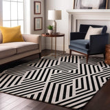3' X 5' Black And Ivory Geometric Washable Area Rug With UV Protection - HomeRoots - Flyclothing LLC