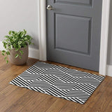 3' X 5' Black And Ivory Geometric Washable Area Rug With UV Protection - HomeRoots - Flyclothing LLC