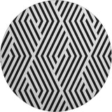 8' Black And Ivory Geometric Washable Round Rug With UV Protection - HomeRoots - Flyclothing LLC