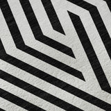 8' Black And Ivory Geometric Washable Round Rug With UV Protection - HomeRoots - Flyclothing LLC