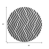 8' Black And Ivory Geometric Washable Round Rug With UV Protection - HomeRoots - Flyclothing LLC