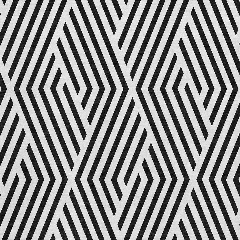 8' X 10' Black And Ivory Geometric Washable Area Rug With UV Protection - HomeRoots - Flyclothing LLC