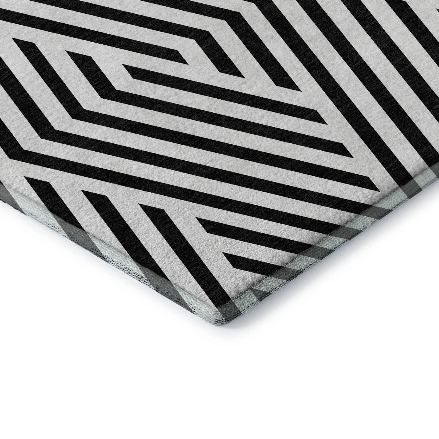 9' X 12' Black And Ivory Geometric Washable Area Rug With UV Protection - HomeRoots - Flyclothing LLC