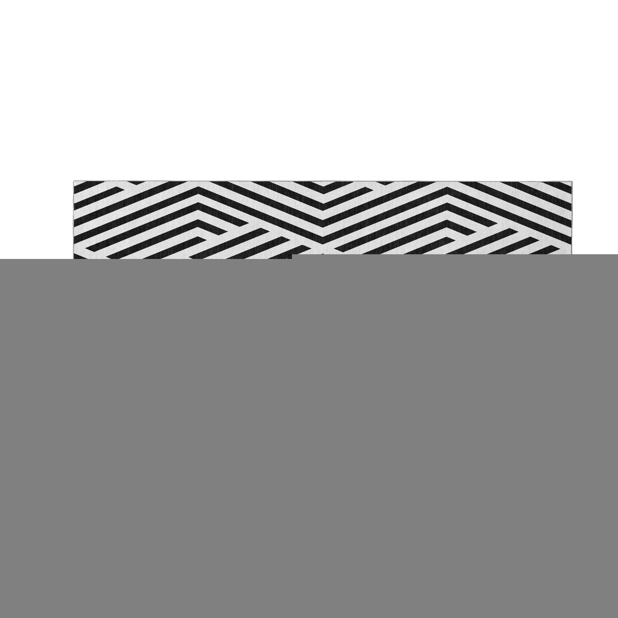 10' X 14' Black And Ivory Geometric Washable Area Rug With UV Protection - HomeRoots - Flyclothing LLC
