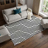 10' X 14' Black And Ivory Geometric Washable Area Rug With UV Protection - HomeRoots - Flyclothing LLC